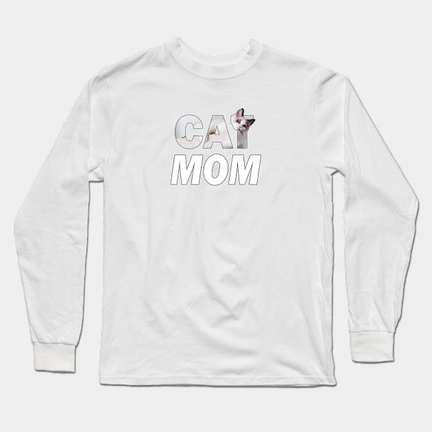 CAT MOM - siamese long hair cat oil painting word art Long Sleeve T-Shirt by DawnDesignsWordArt